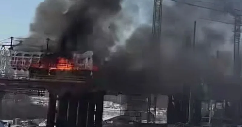 Второй подряд пожар случился на строящемся мосту в Павлодаре (видео)