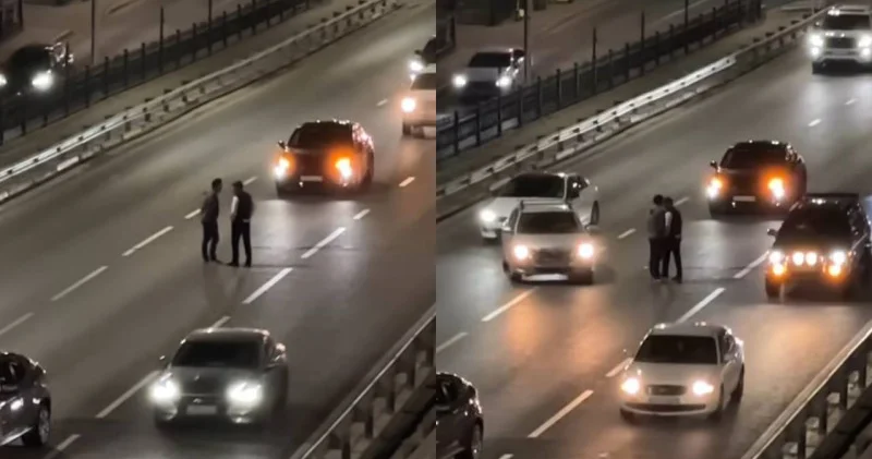 Әл Фараби даңғылының ортасында жүргізушілер жанасусыз айқас көрсетті: video