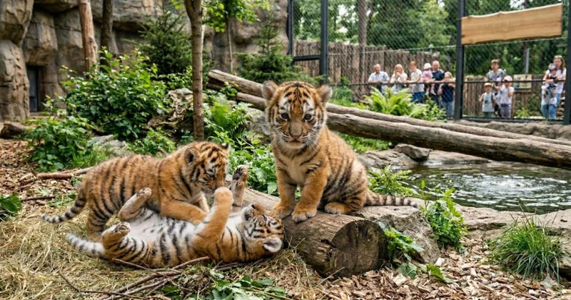 Амурским тигрятам дали имена в алматинском зоопарке