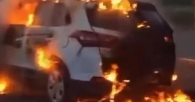 Автомобиль загорелся после езды на двух пробитых колесах в Усть Каменогорске