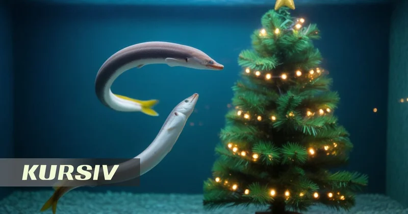 Electric eels illuminate Christmas tree at aquarium in Japan