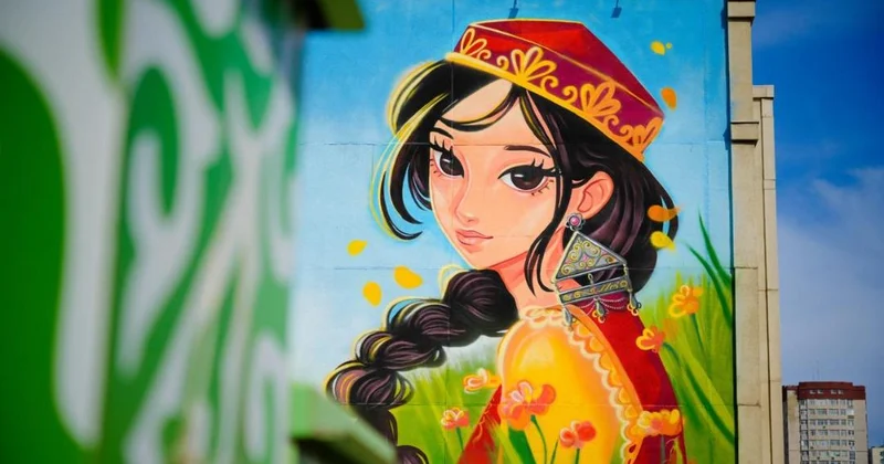 Новый мурал появился на фасаде одного из зданий в Астане