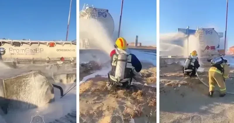 Атырау облысында жанар жағармай таситын көлік өртенді