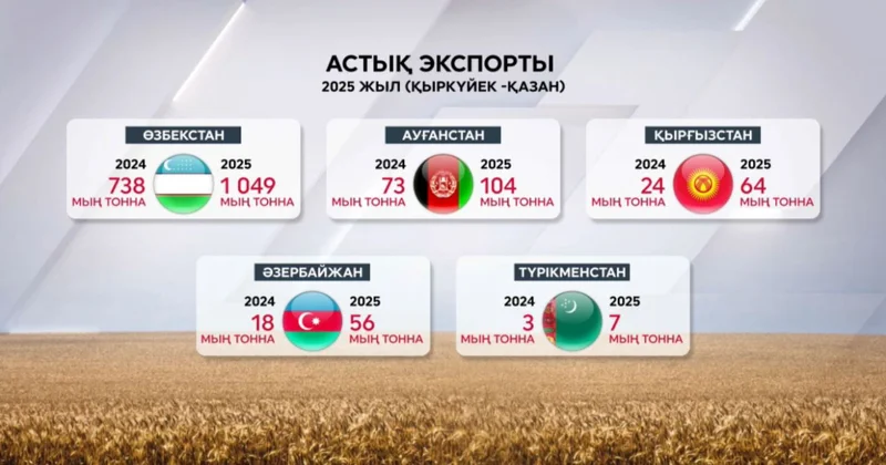 Қазақстаннан астық экспорты ұлғайды