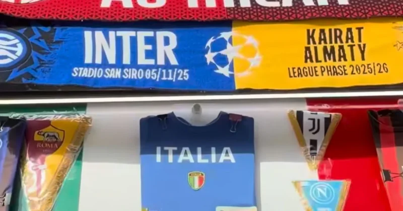 Эксклюзивный шарф к матчу Интер Кайрат заметили на главной площади в Италии