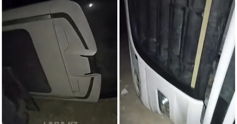 Автовоз с машинами из Кыргызстана перевернулся в Мангистау (видео)