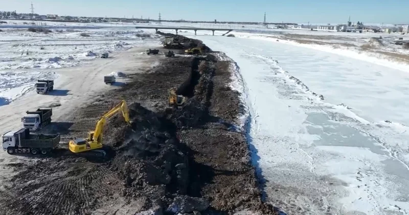 Ақмола облысында су тасқынынан қорғау үшін Жабай өзенінің арнасы кеңейтіліп жатыр