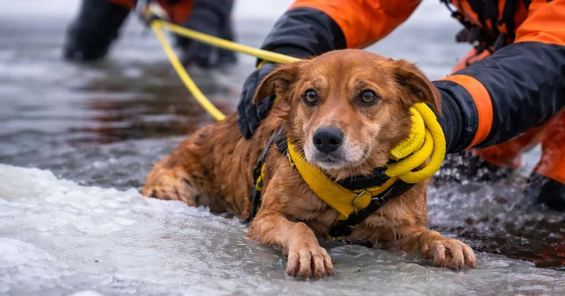 ЧП на реке Есиль: собаку спасли из под льда в Астане