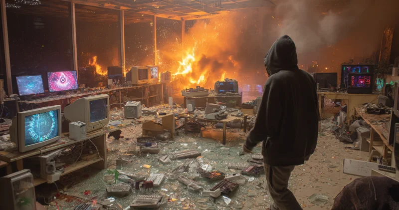 Жетісу облысында ер адам ойын сауық орталығын қиратып, өрт қойған