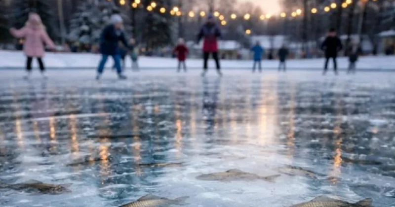 Каток с сюрпризом: в Сарани во льду обнаружили рыбу
