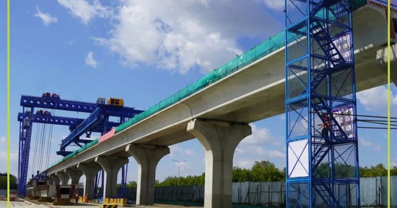 Первую балку установили для продления ЛРТ в Астане в сторону Косшы