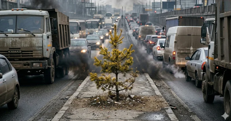 Зачем в Алматы вдоль дорог упорно сажают ёлки? В мегаполисе массово гибнут деревья