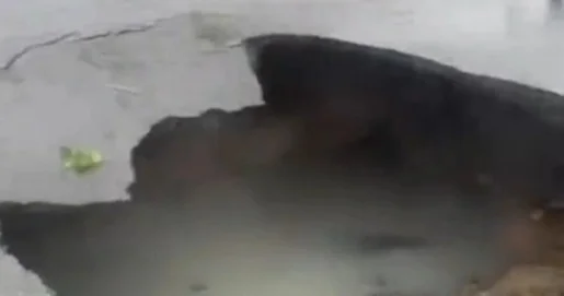 Шымкентте жолдың қақ ортасында асфальт тағы да опырылып түсті