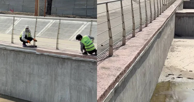 Үлкен Алматы өзенінің жағалауы гранит тәрізді етіп боялды әкімдік мұны қалай түсіндірді