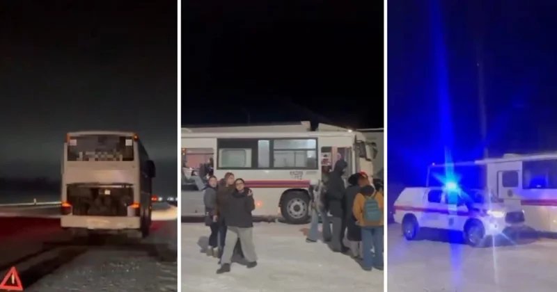 Астана Петропавл тас жолында автобус бұзылып, 49 жолаушы эвакуацияланды