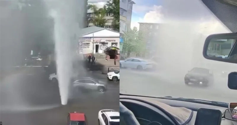 Жол ортасындағы автожуу орны Қостанайдан түсірілген ерекше видео желіде тарап кетті