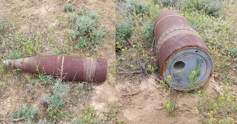 Ақтауда далалық жерде жатқан снаряд табылды