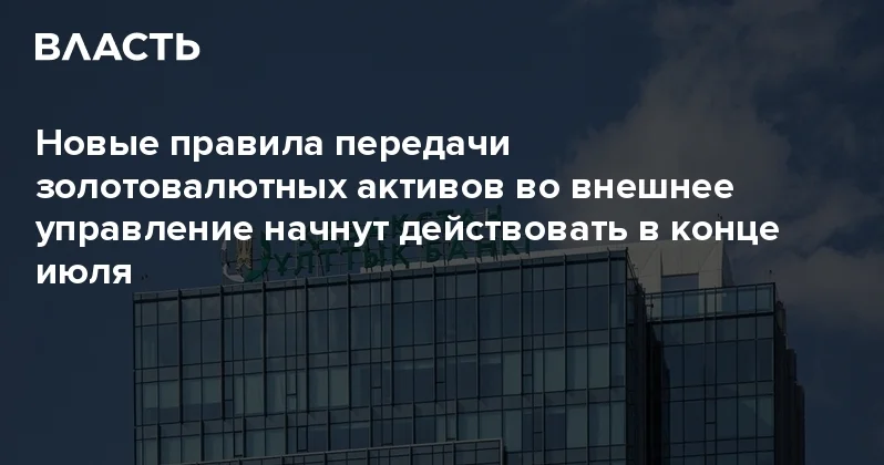 Новые правила передачи золотовалютных активов во внешнее управление начнут действовать в конце июля Аналитический интернет журнал Власть