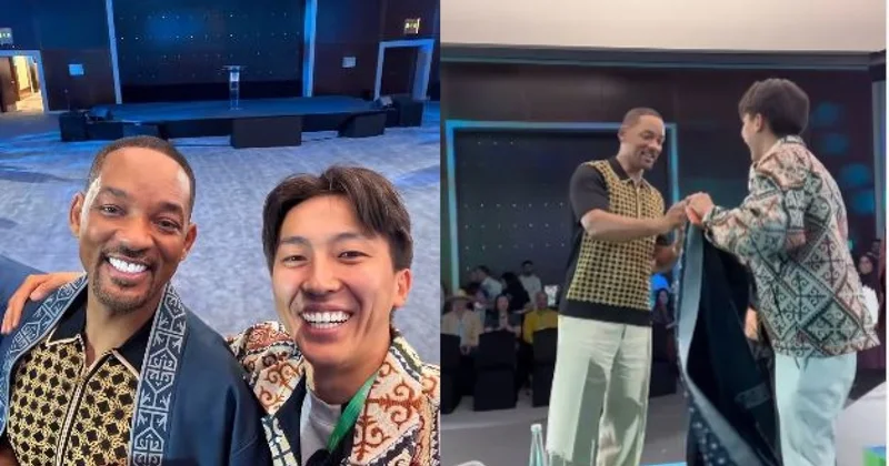 Уилл Смит получил в подарок казахский чапан (ВИДЕО)