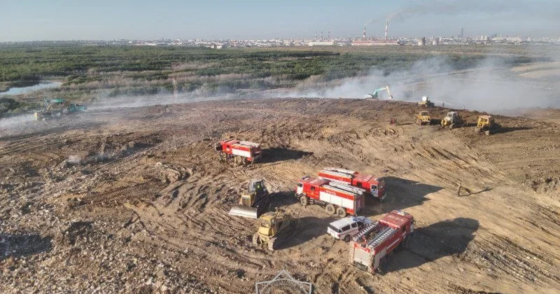 Астанада қоқыс полигонындағы өртті сөндіру жалғасуда
