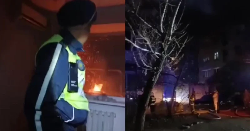 Семейде полицейлер өртеніп жатқан пәтерден адамдарды құтқарды: видео