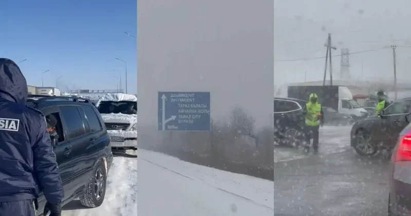 Жамбыл облысында қолайсыз ауа райына байланысты 450 ге жуық жүк көлігі жолда қалған