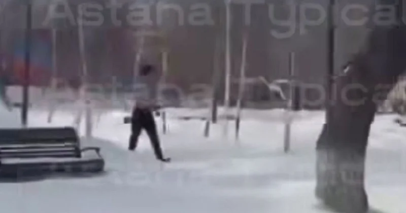 Полуголый с ножом: странное поведение мужчины привлекло внимание полиции в Астане (видео)