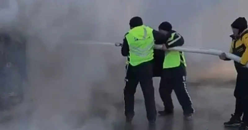 Густой дым от пожара на трассе Алматы Усть Каменогорск поднимался на десятки метров