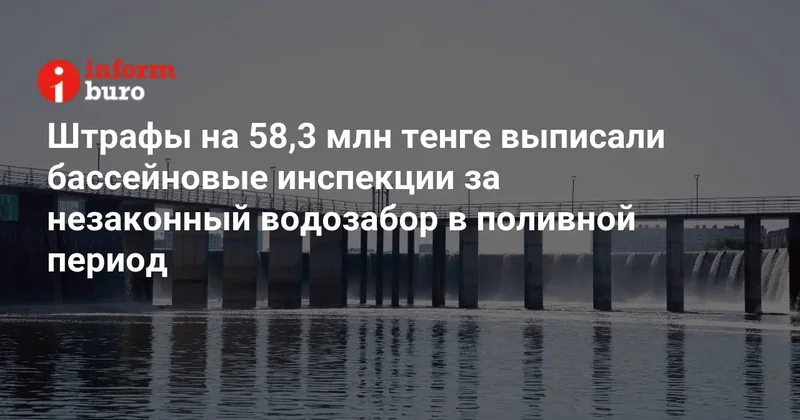 Штрафы на 58,3 млн тенге выписали бассейновые инспекции за незаконный водозабор в поливной период