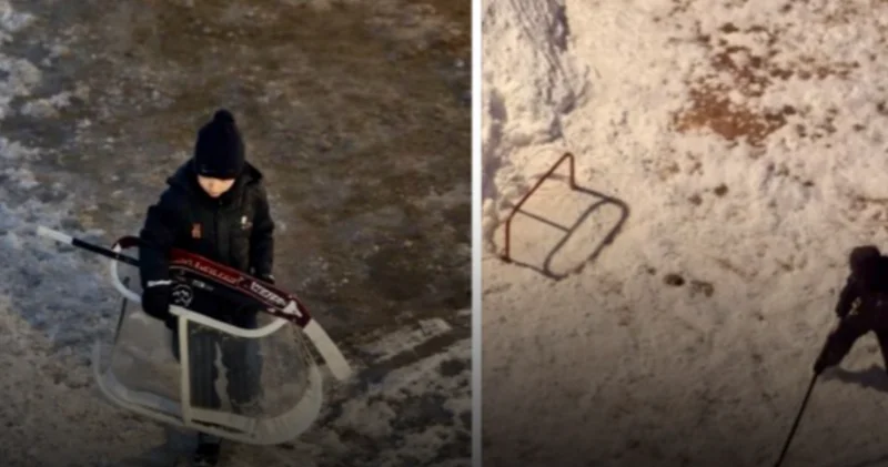 Маленький хоккеист удивил жителей дома в Астане