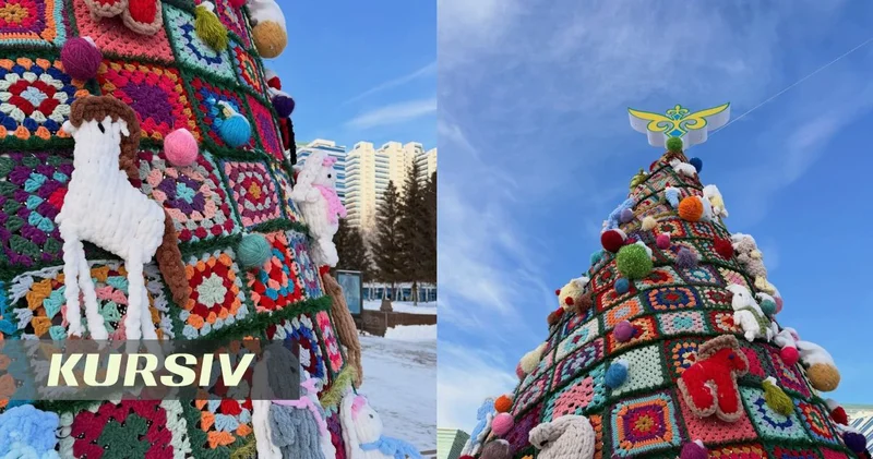 Yarn Christmas tree in Astana goes viral on social media