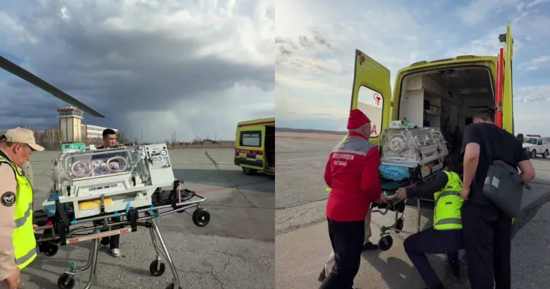 Арқалықтан Қостанайға екі нәресте тікұшақпен шұғыл эвакуацияланды