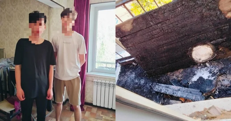 Қызылордалық полицей екі жасөспірімді өрттен аман алып қалды