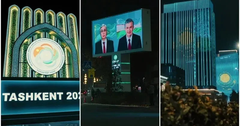 Қазақстан мен Өзбекстанның туы, президенттердің фотосуреттері: Ташкент Токаевтің сапарына қалай безендірілді