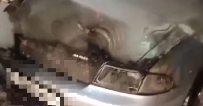 Легковушка загорелась во дворе многоэтажного дома в Астане (видео)