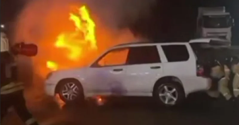 Автомобиль загорелся на заправке в Актюбинской области