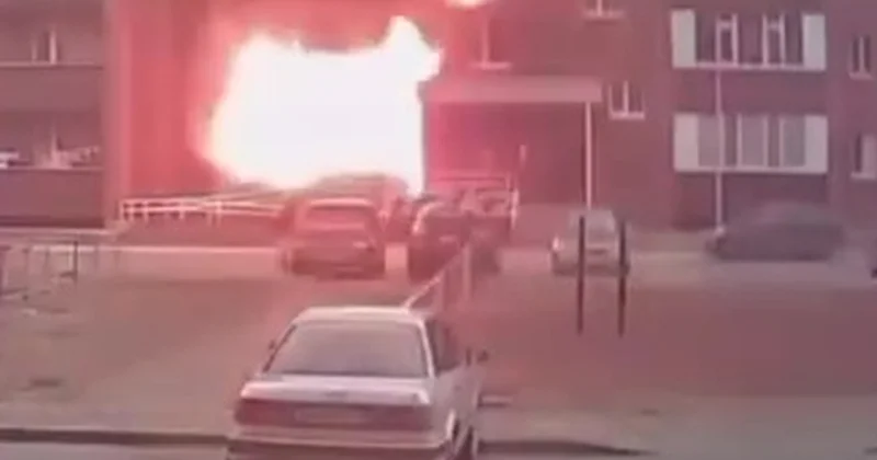 Семейдегі балконның бірінде газ баллоны тұтанды: видео