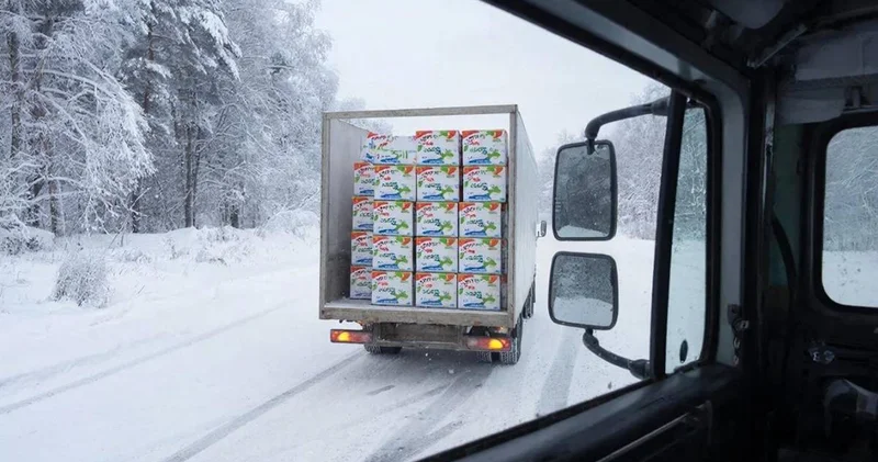 Маңғыстауда йогурт тиеген фура аударылып қалды, жүргізуші тауарды тегін таратты