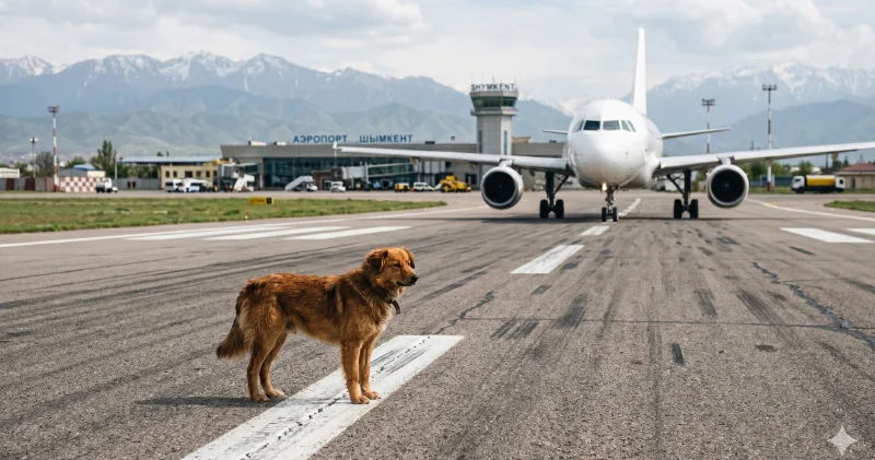 Шымкентте ұшақ итті қағып кетті