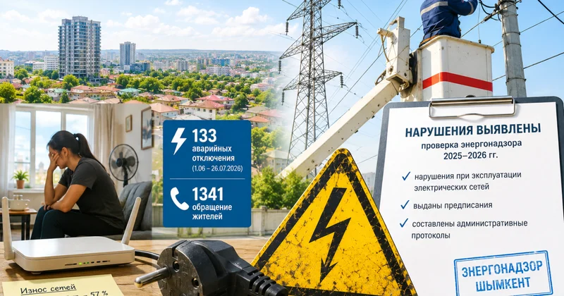 Более 56 % износа: энергонадзор раскрыл состояние электросетей Шымкента