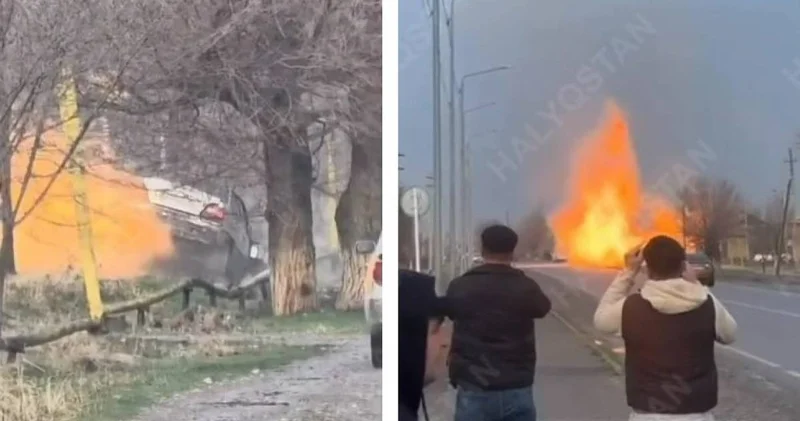 Шымкентте көлік газ құбырына соғылып, жарылыс болды