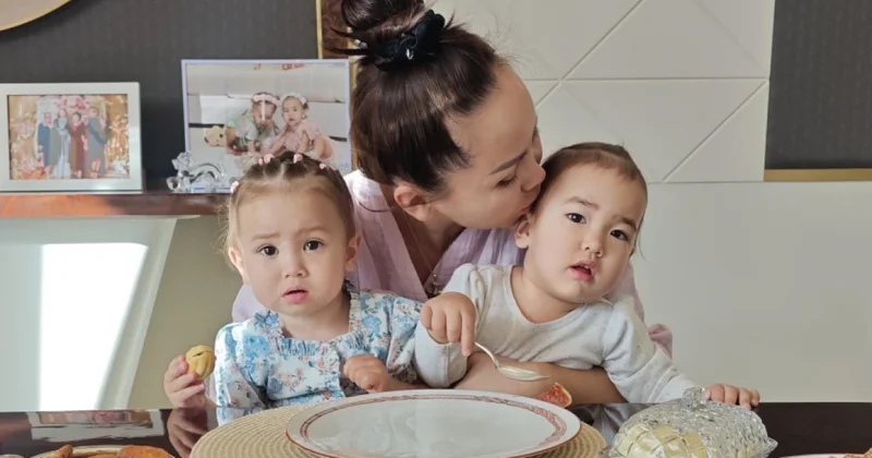 Баян Алагузова с Алисой и Алмой покорила сеть