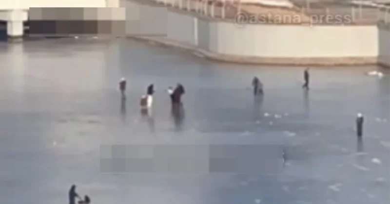 Астанчане гуляют с детьми по опасному льду Ботанического сада казахстанцы в шоке (ВИДЕО)