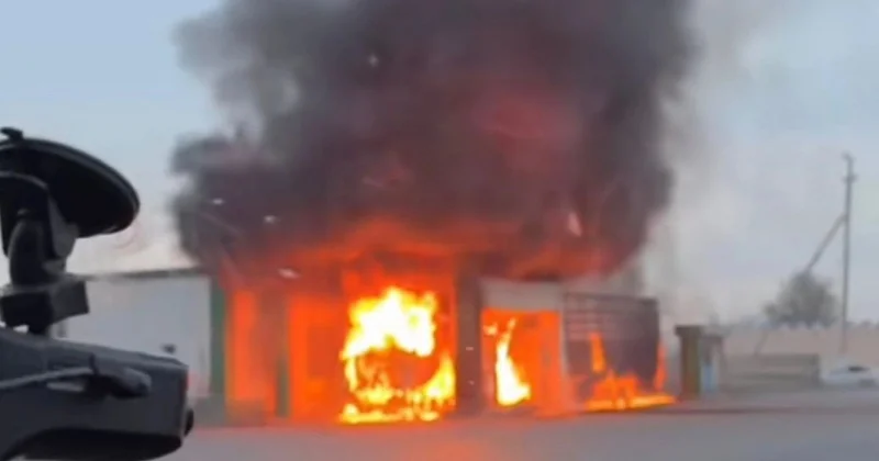 Түркістанда жанармай бекеті отқа оранды