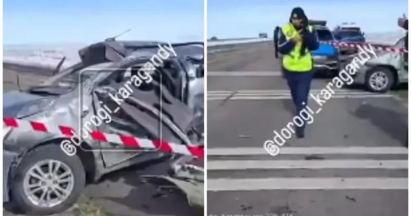 Трое погибли в перевернувшейся машине на трассе Караганда Балхаш