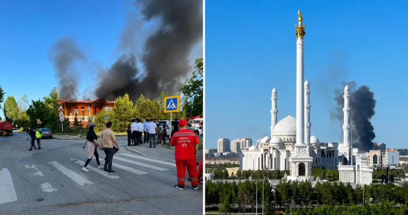 В Астане одновременно вспыхнули два пожара левый берег охвачен дымом