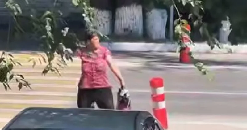 Женщина забросала камнями полицейский автомобиль и попыталась скрыться в Алматы (ВИДЕО)