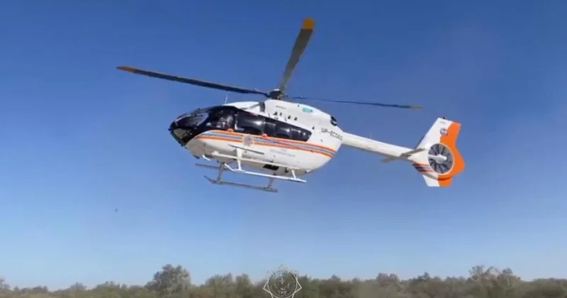 Пострадавшего в страшном пожаре в Алгабасе отправили санбортом в Шымкент (видео)