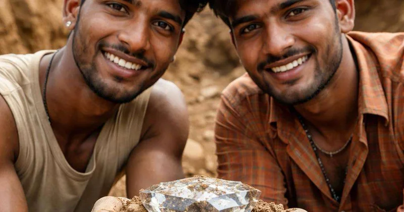 В Индии двое друзей из бедных семей нашли крупный алмаз