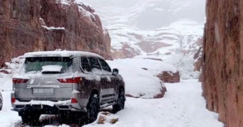 Снег выпал в пустыне в Саудовской Аравии (видео)